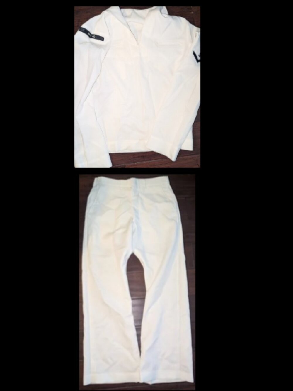 US Navy Enlisted White Uniform Sailor Outfit Shirt 38R & Sailor Pants Sz 33R
